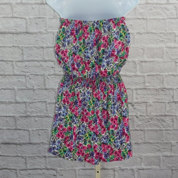Vintage 90s Ditzy Floral Strapless Romper Medium - Picture 2 of 10